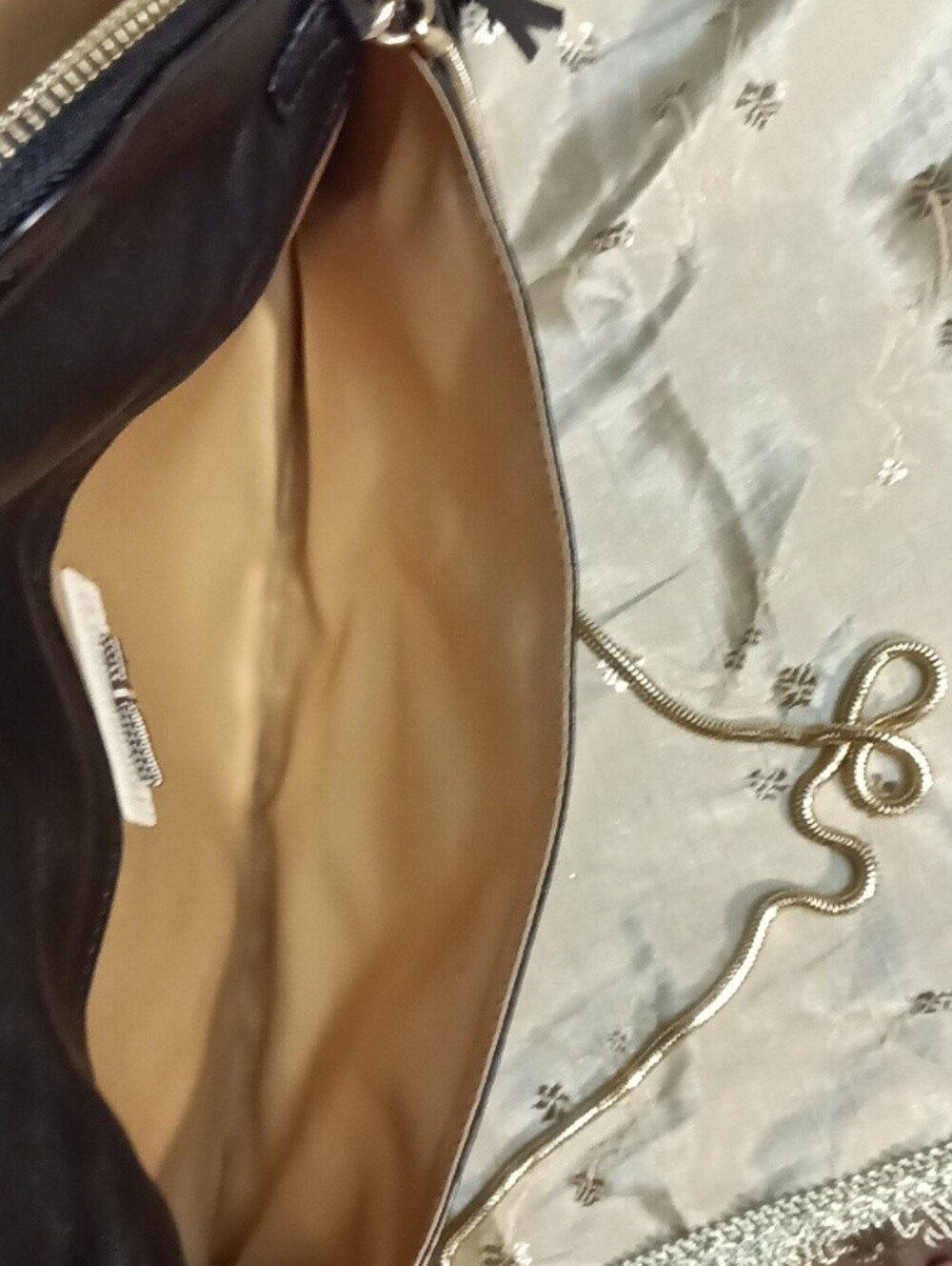 Henri Bendel Snake-Print Foldover Clutch with Tassel - Black & Tan - Picture 6 of 9